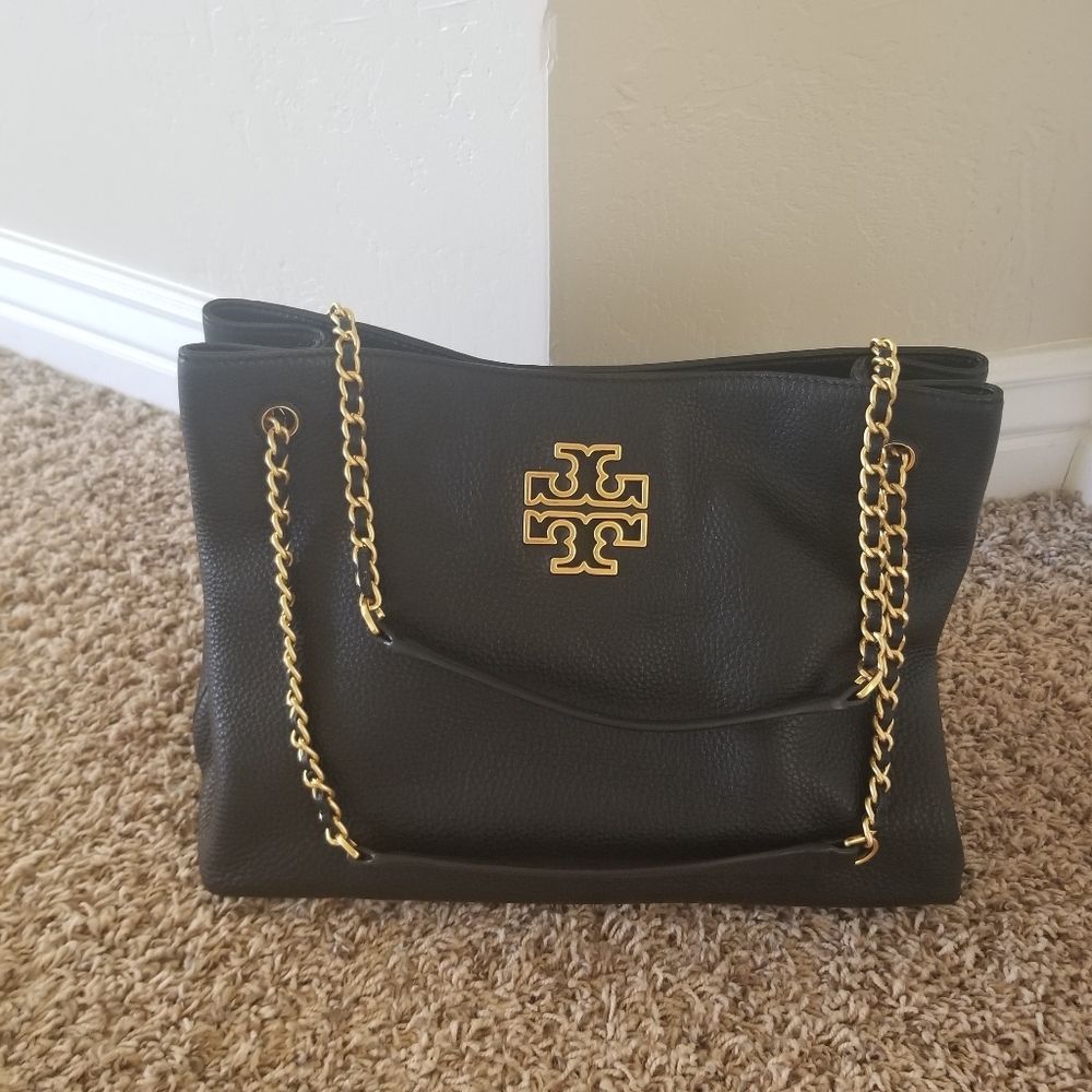 Tory Burch Black Tote with Gold Accents